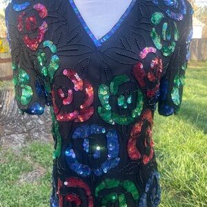 Vintage Sténay sequin Silk top